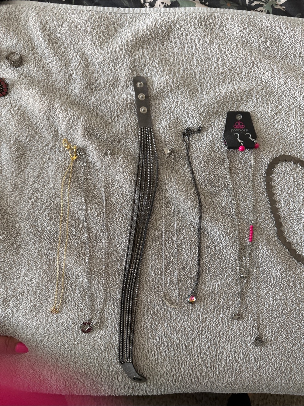 paparazzi Pink and Gunmetal Mixed-Style Necklace Set
